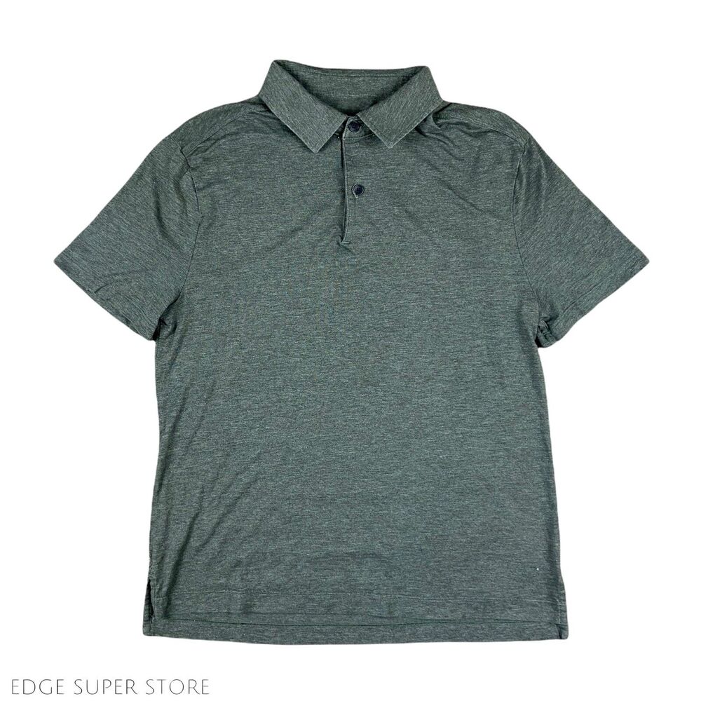 Lululemon Dark Green Logo Casual Gym Yoga Golf Stretch Polo Shirt Size Small